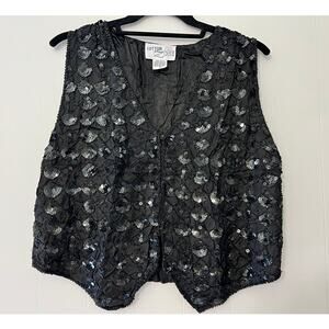 Cotton Zone Y2K 90's Silk Sequin Vest Size Small